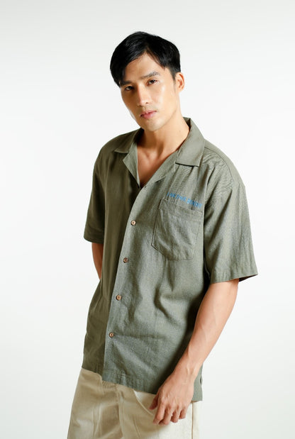 Sage Green On The Beach Open-Collar Polo
