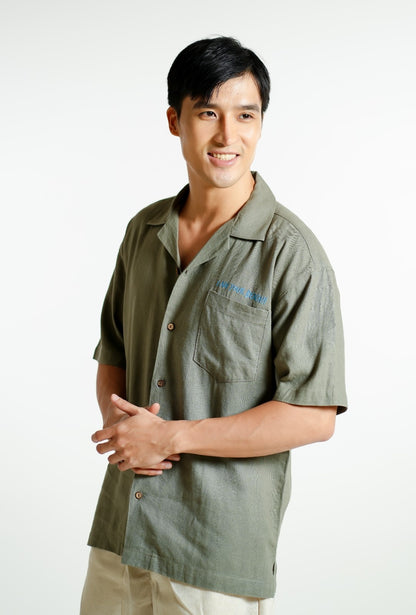 Sage Green On The Beach Open-Collar Polo