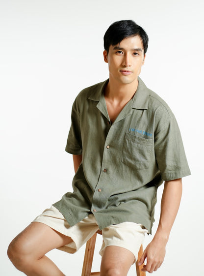 Sage Green On The Beach Open-Collar Polo