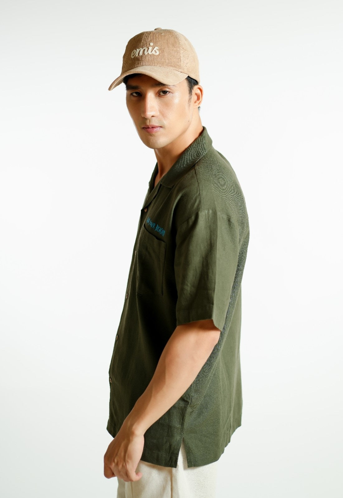 Olive Green On The Beach Open-Collar Polo