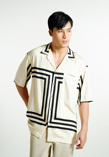 Beige Maze Cuban Shirt