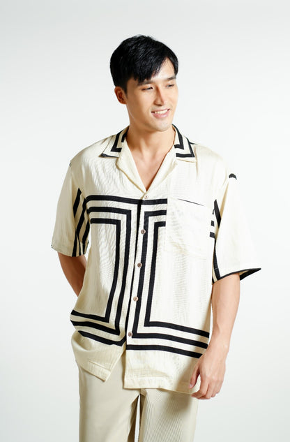 Beige Maze Cuban Shirt