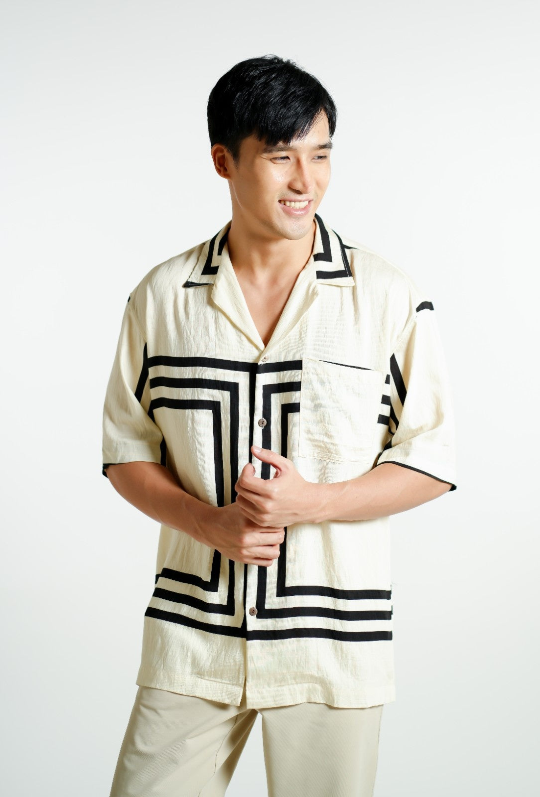 Beige Maze Cuban Shirt