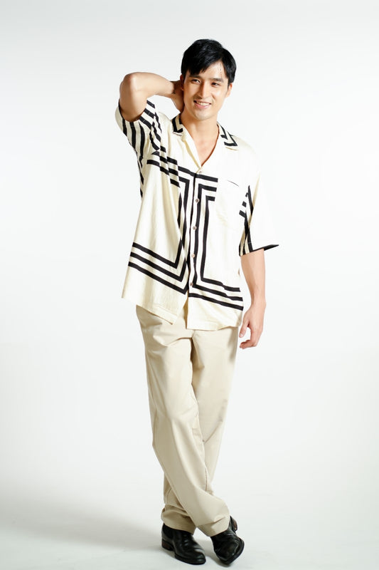 Beige Maze Cuban Shirt