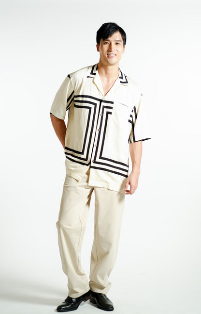 Beige Maze Cuban Shirt