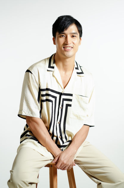 Beige Maze Cuban Shirt