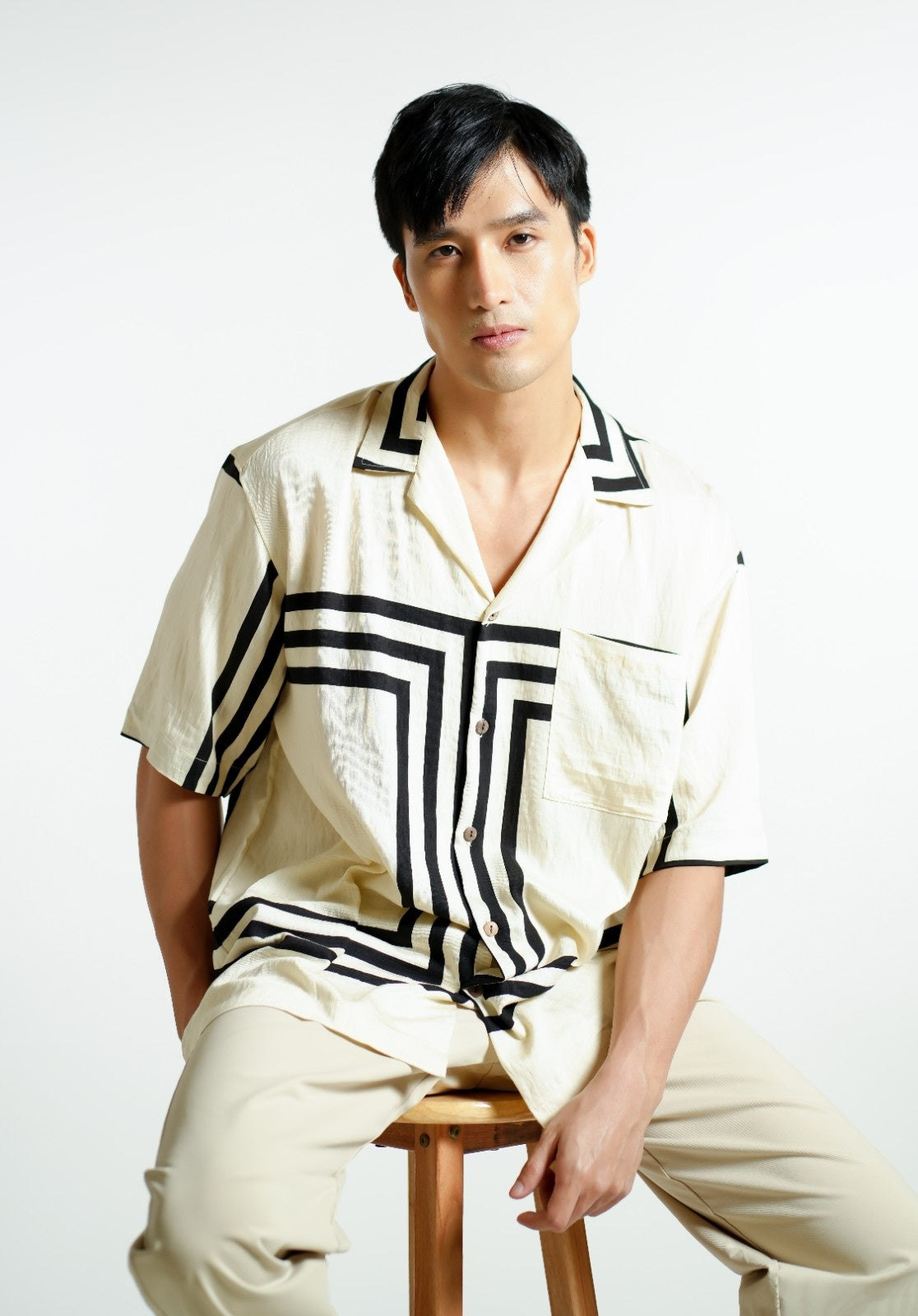 Beige Maze Cuban Shirt