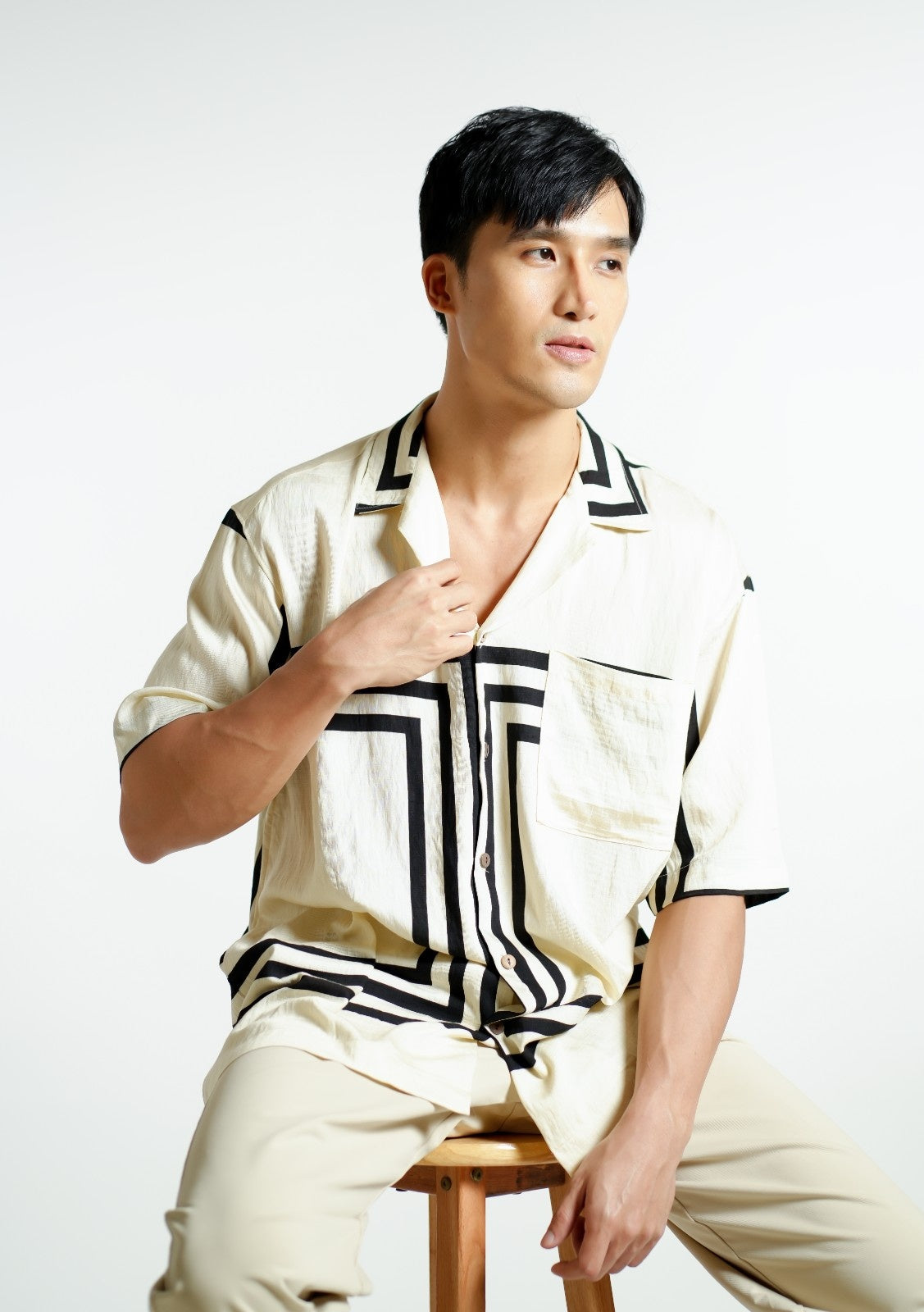 Beige Maze Cuban Shirt