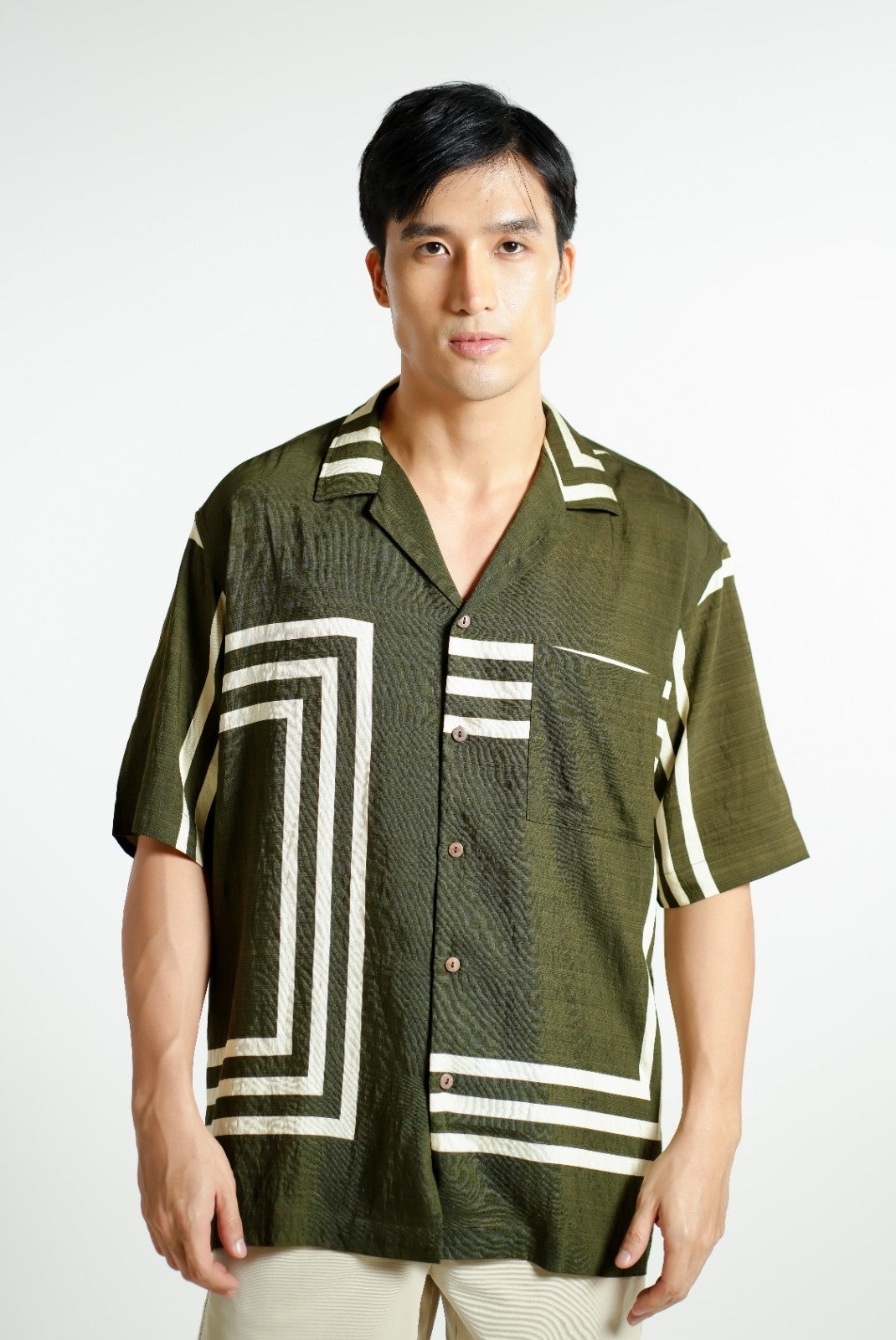 Olive Maze Cuban Shirt