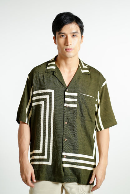 Olive Maze Cuban Shirt