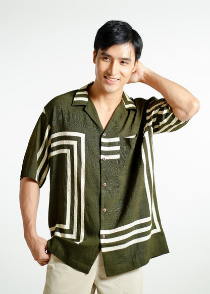Olive Maze Cuban Shirt