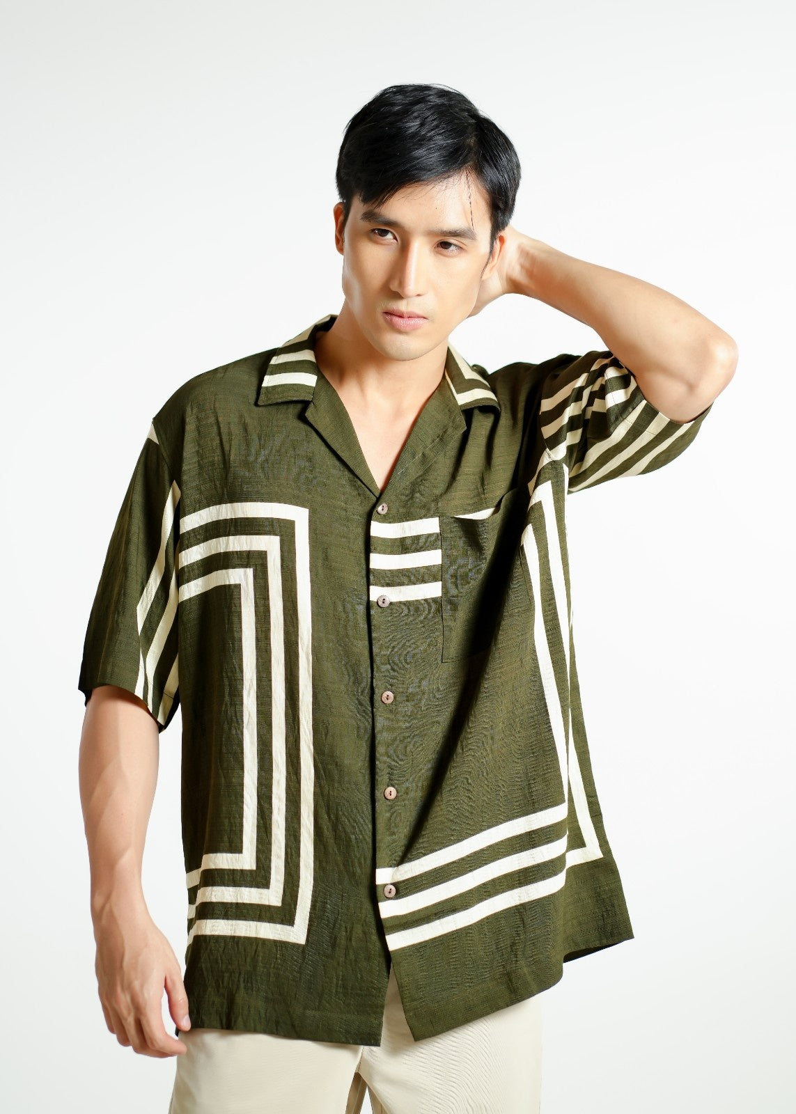 Olive Maze Cuban Shirt