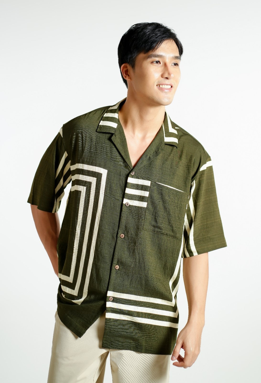 Olive Maze Cuban Shirt