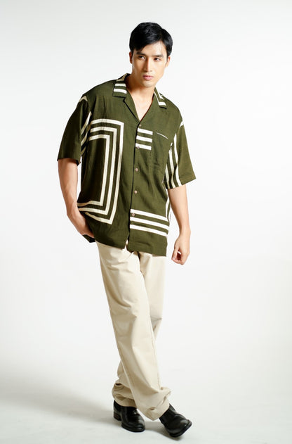 Olive Maze Cuban Shirt