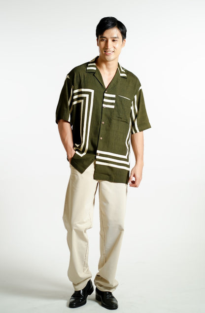 Olive Maze Cuban Shirt