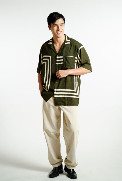 Olive Maze Cuban Shirt
