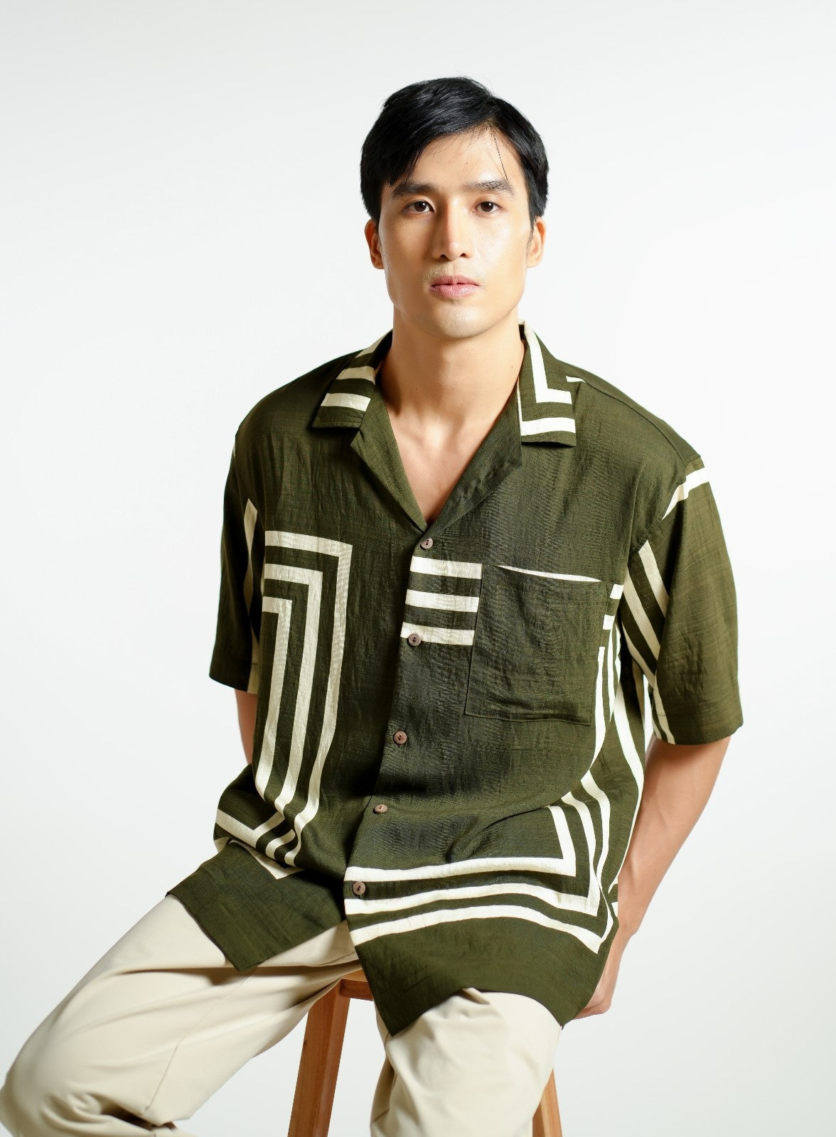 Olive Maze Cuban Shirt