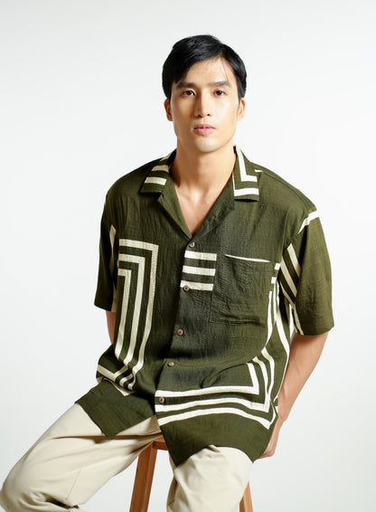 Olive Maze Cuban Shirt