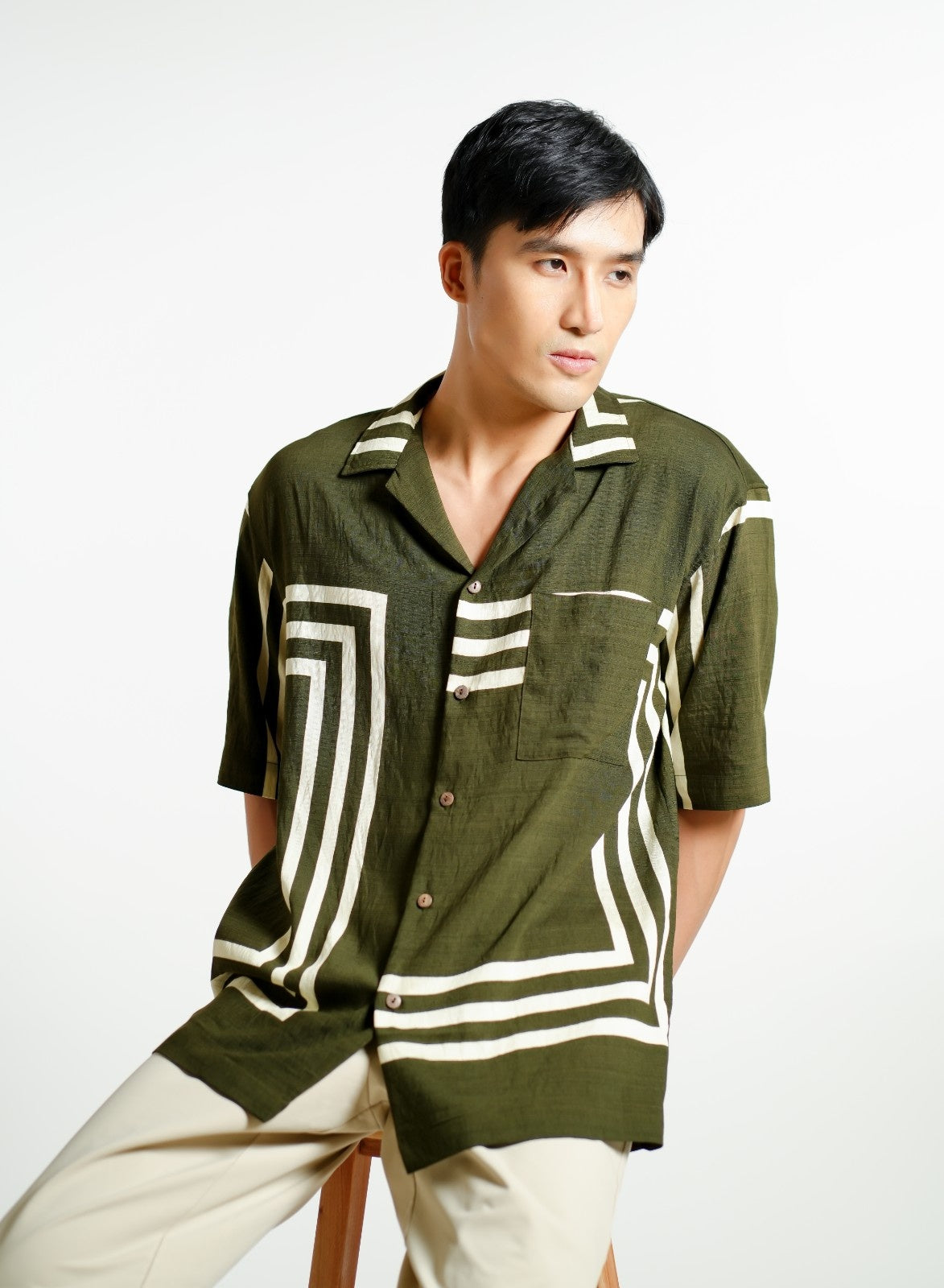 Olive Maze Cuban Shirt