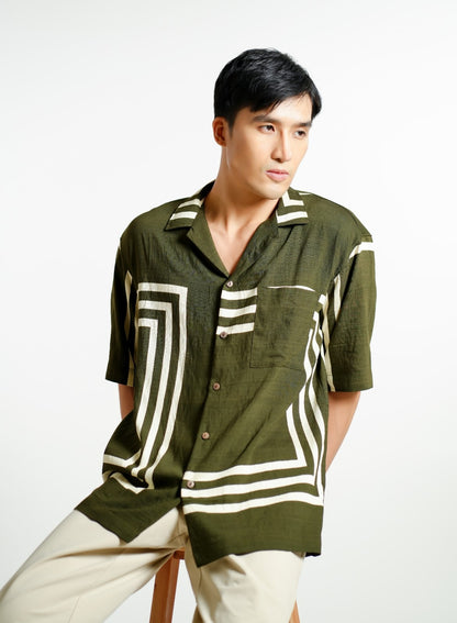 Olive Maze Cuban Shirt