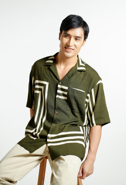 Olive Maze Cuban Shirt