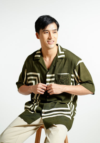 Olive Maze Cuban Shirt