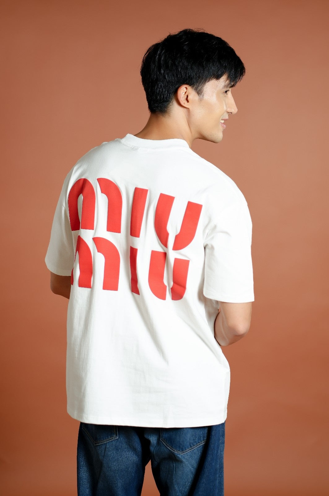 White Miu Miu-Inspired Heart Logo Tee