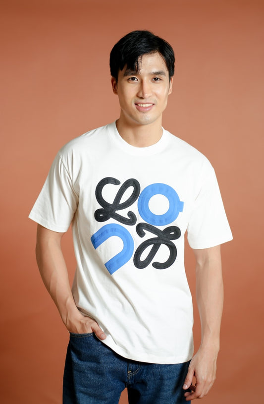 White Loewe-Inspired Graphic Logo T-Shirt