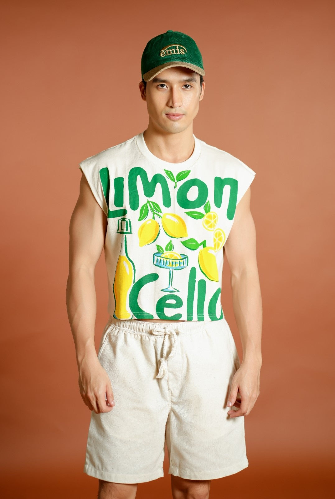 Green and Tan Corduroy Emis Cap