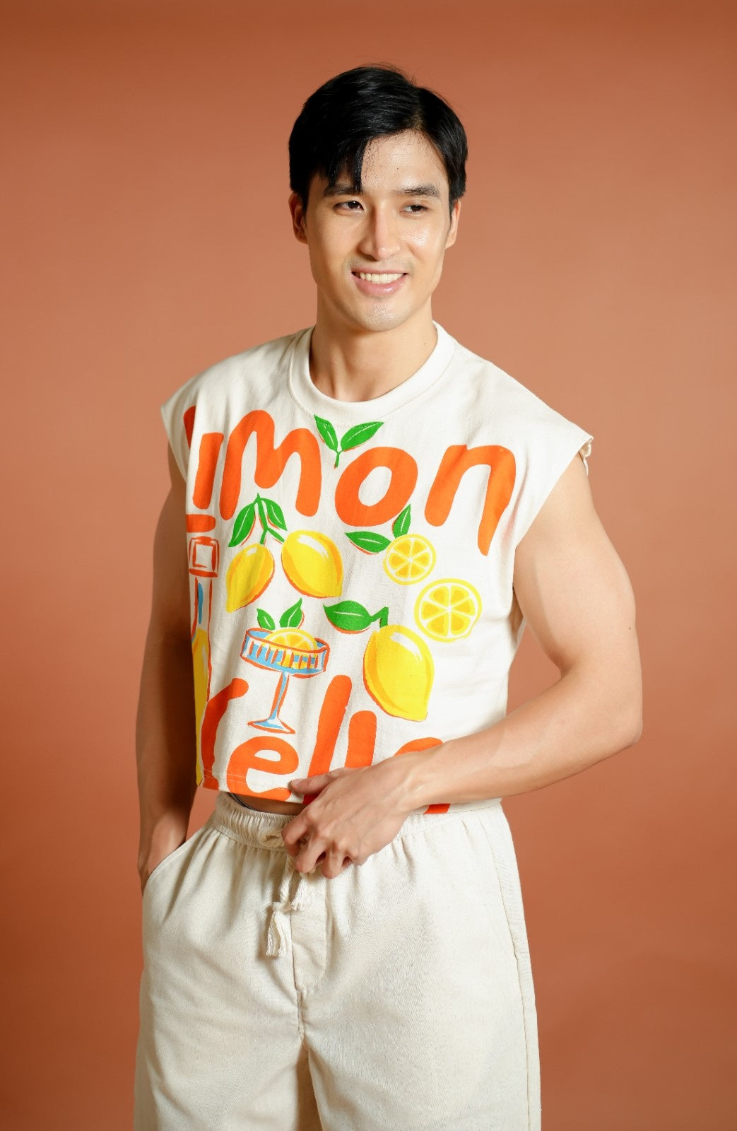 Orange Limoncello Cropped Muscle Tee