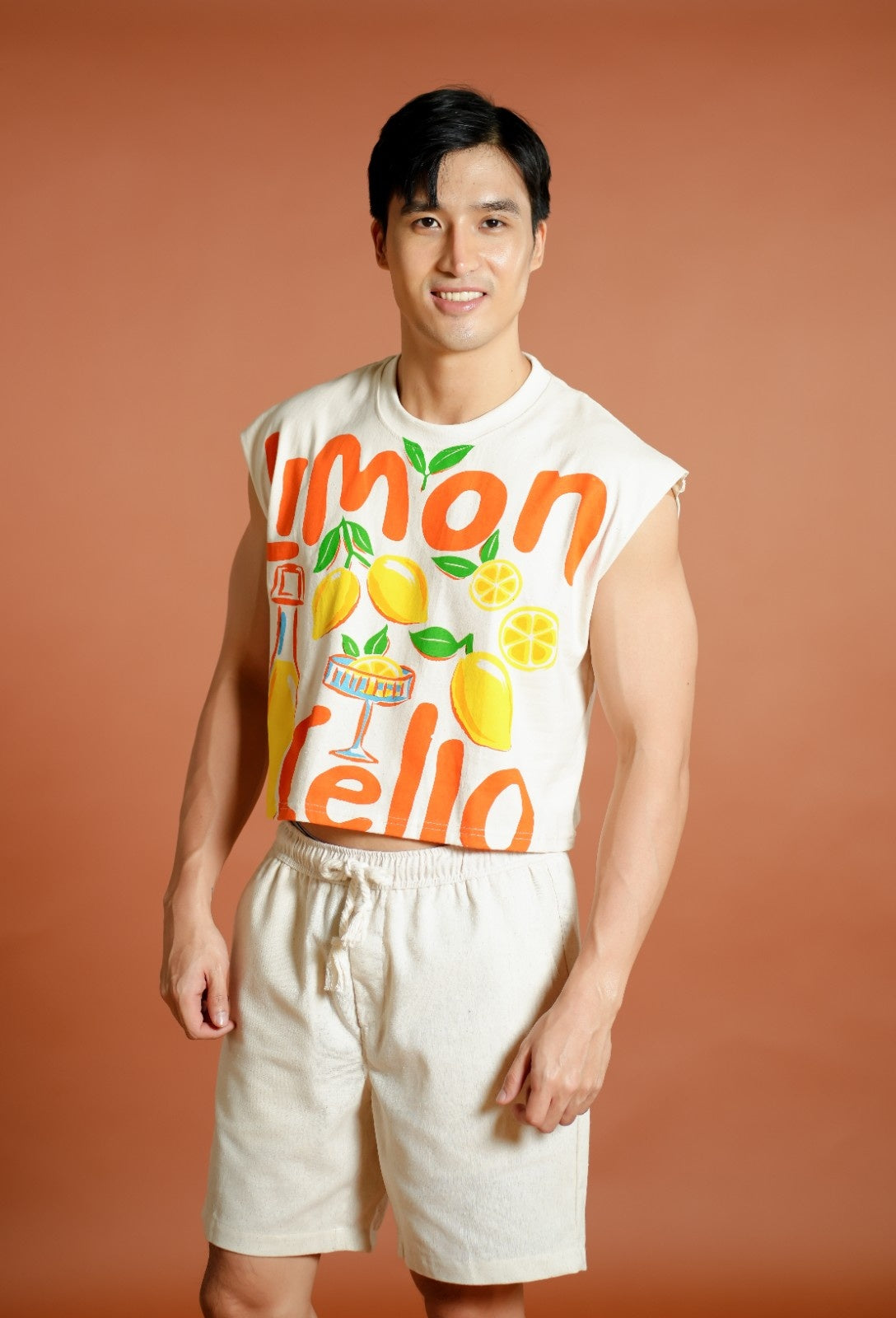 Orange Limoncello Cropped Muscle Tee