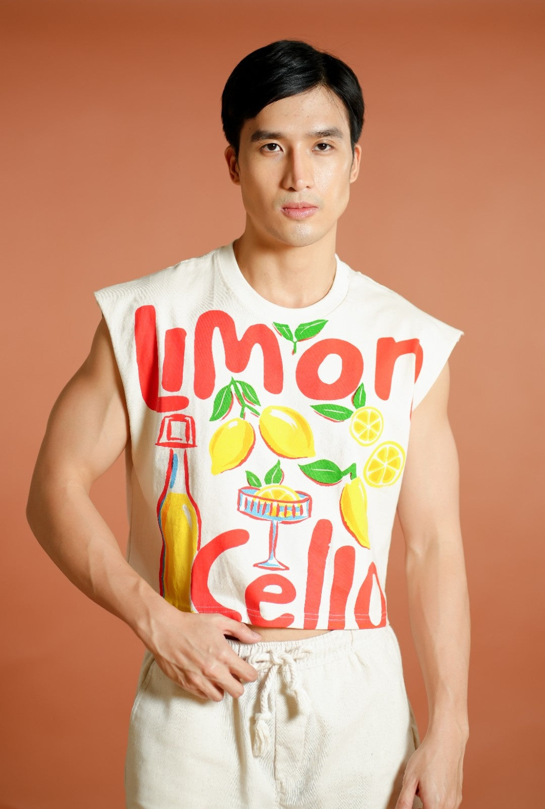 Red Limoncello Cropped Muscle Tee