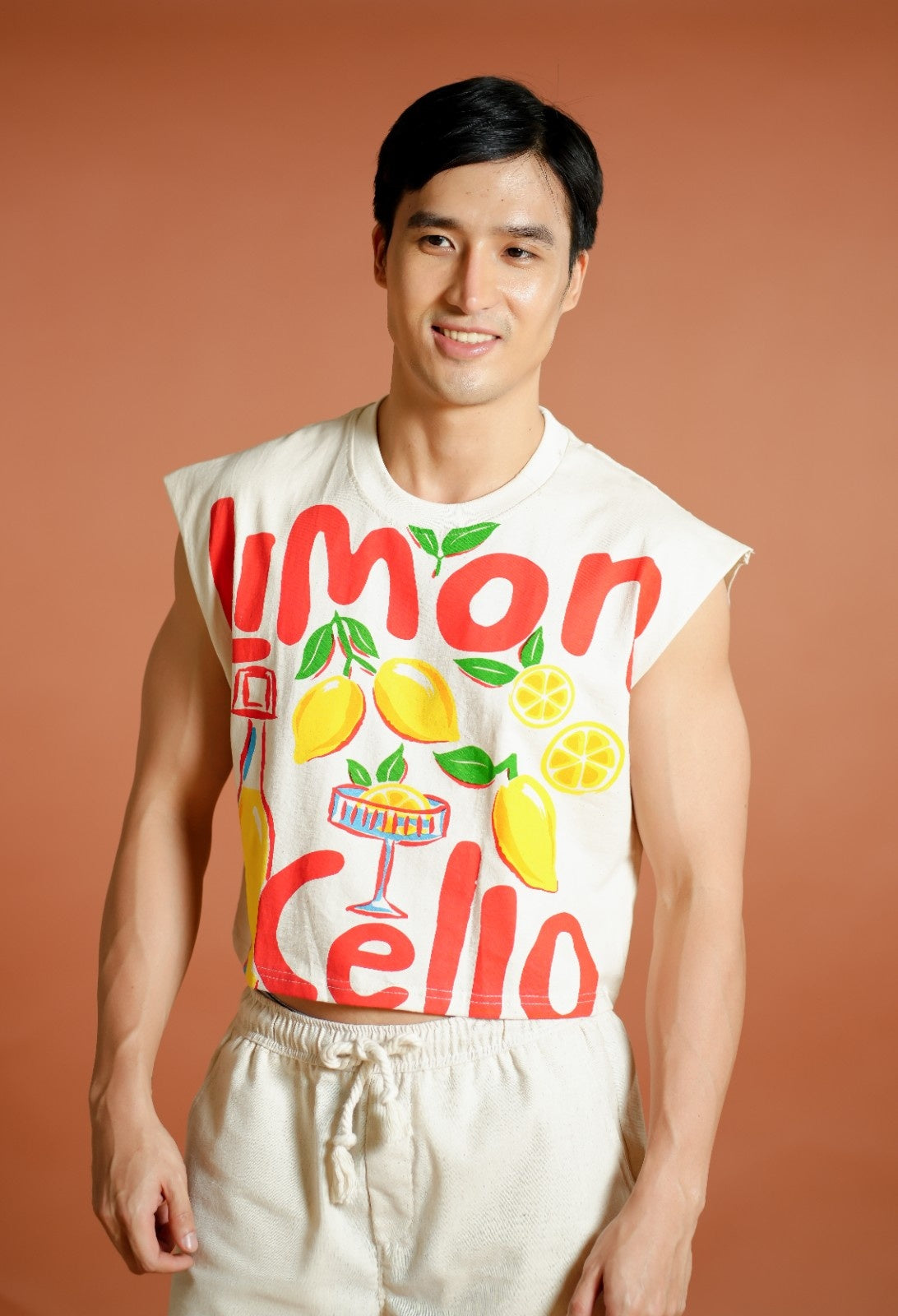 Red Limoncello Cropped Muscle Tee
