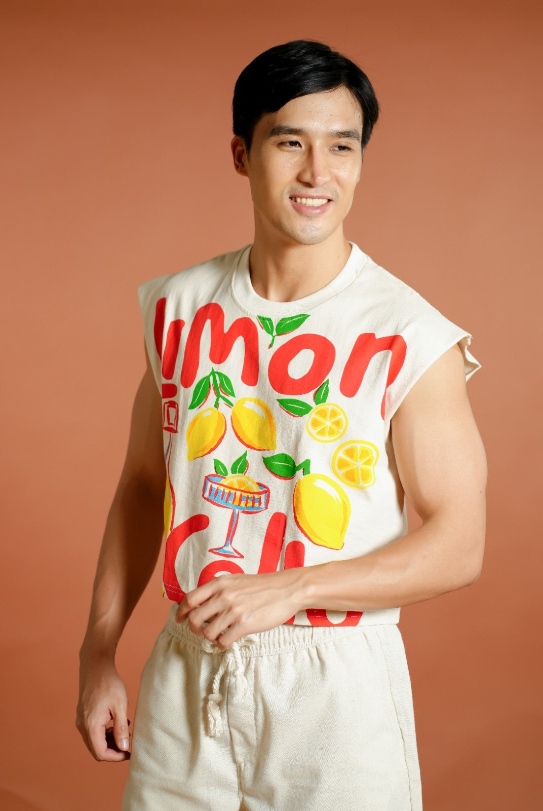 Red Limoncello Cropped Muscle Tee