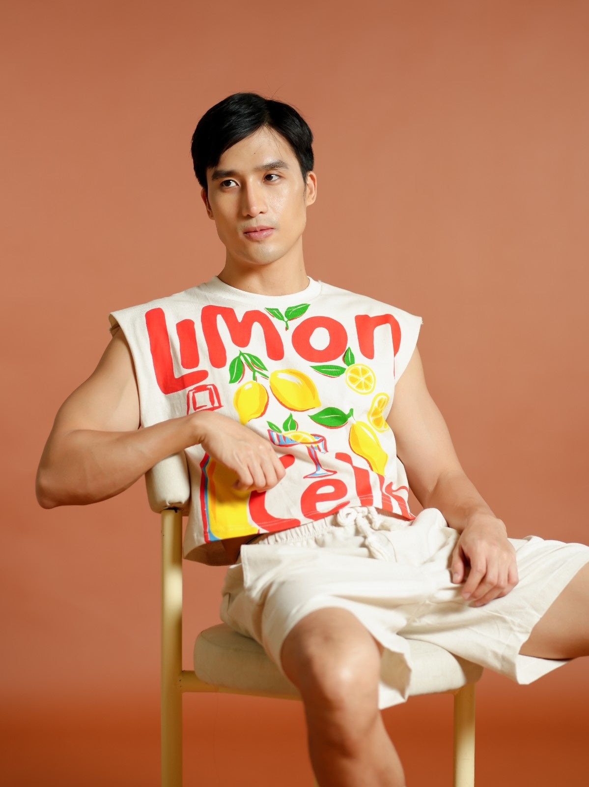 Red Limoncello Cropped Muscle Tee