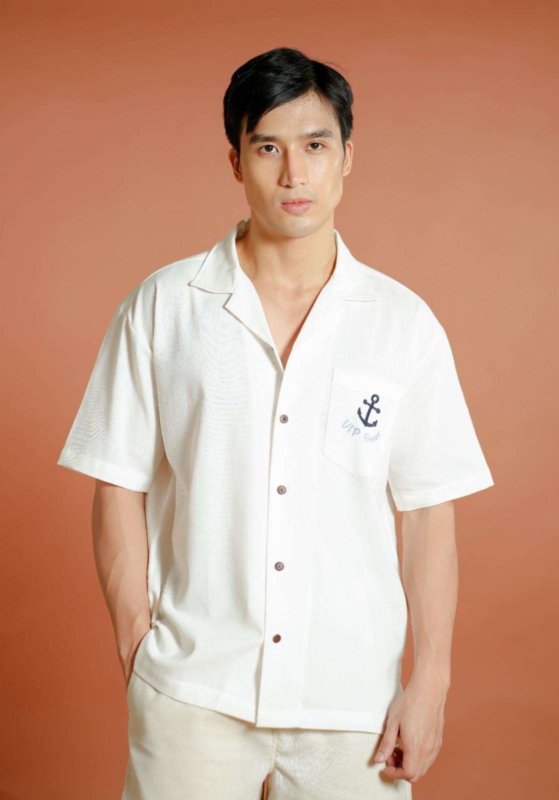 White Yacht Club Open-Collar Polo