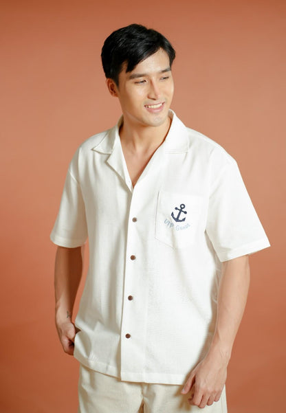 White Yacht Club Open-Collar Polo