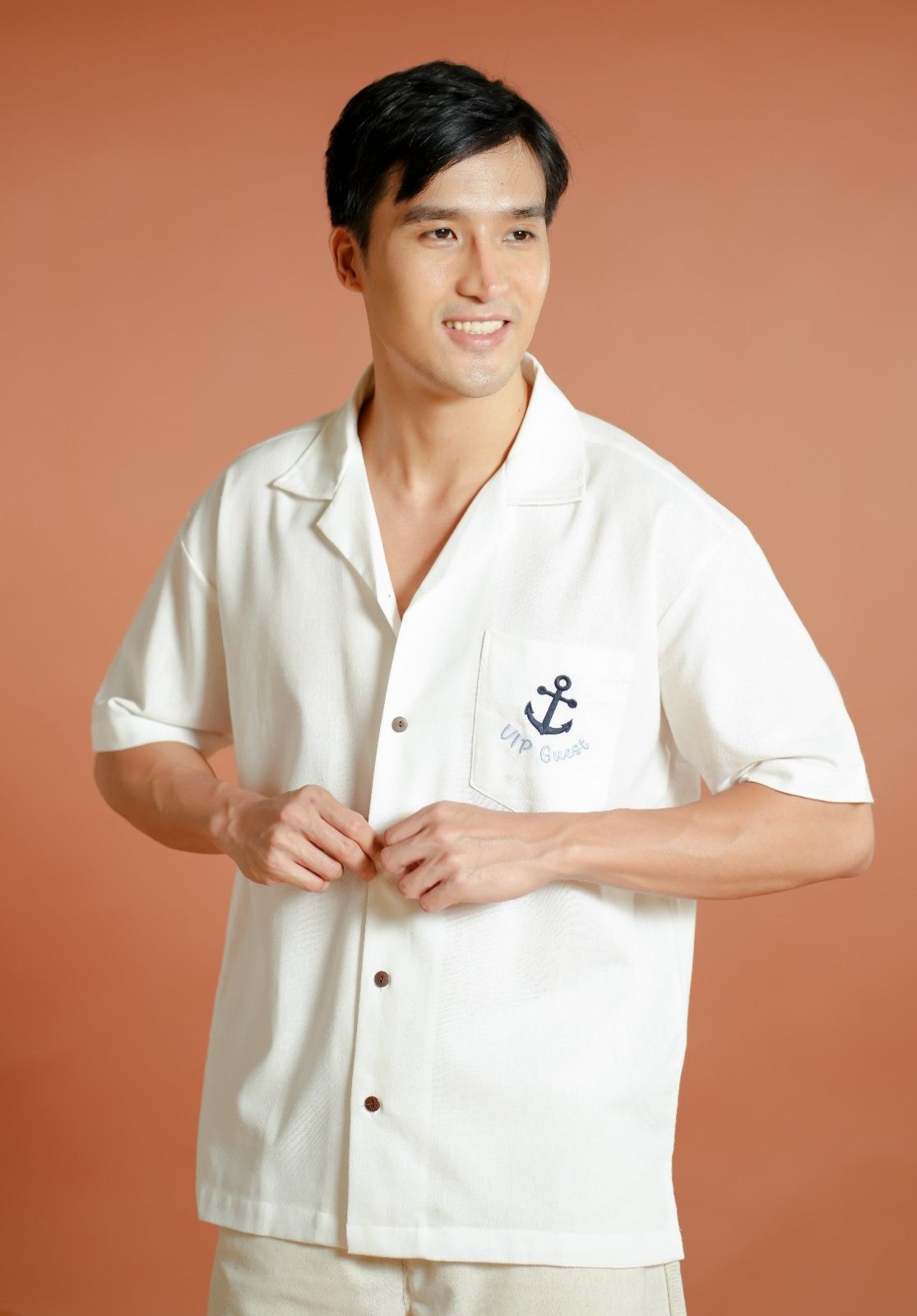 White Yacht Club Open-Collar Polo