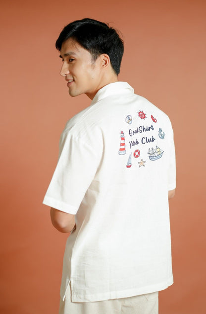 White Yacht Club Open-Collar Polo