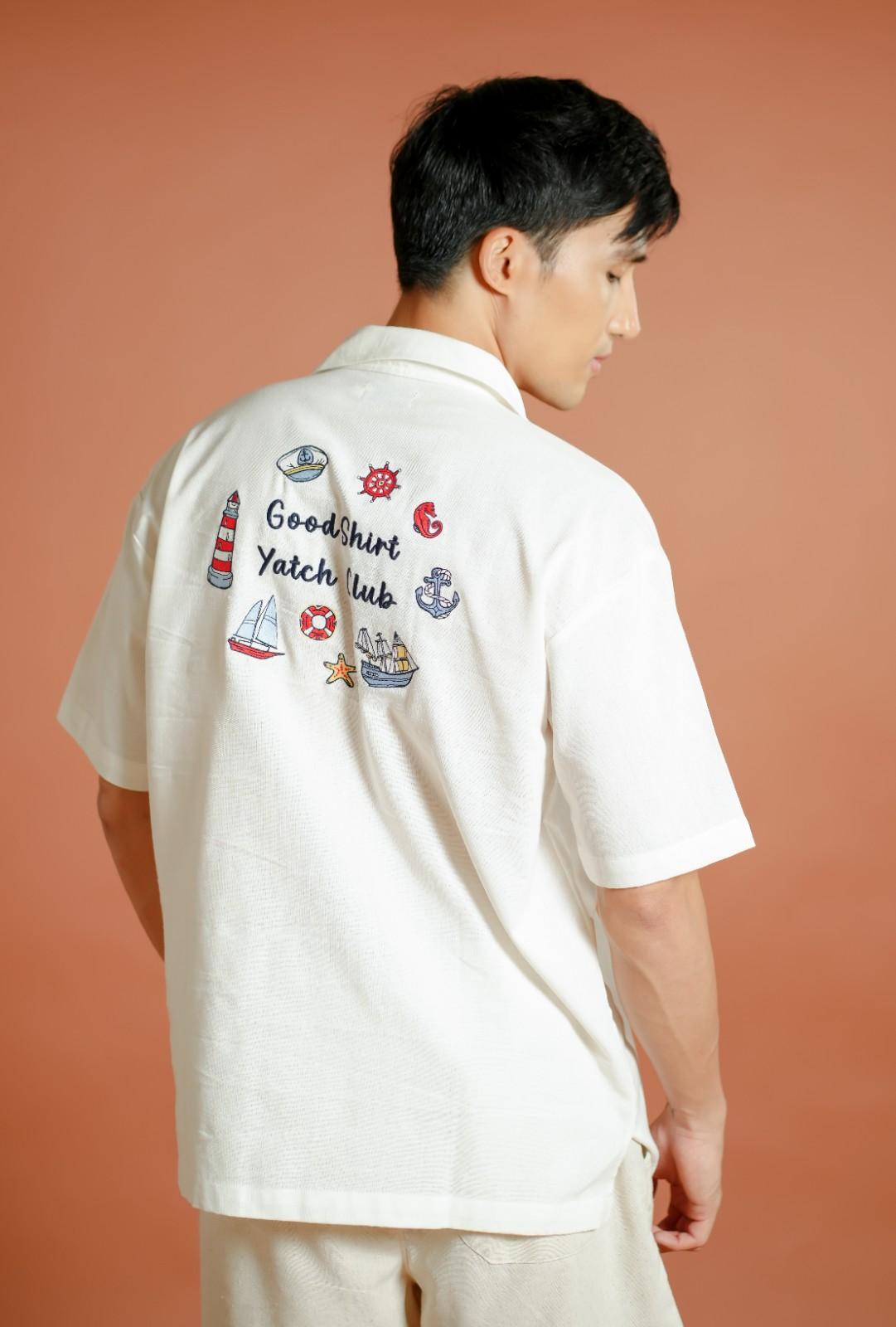 White Yacht Club Open-Collar Polo