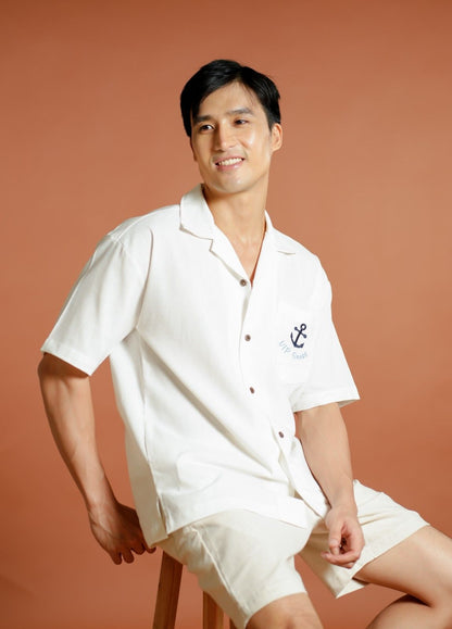 White Yacht Club Open-Collar Polo