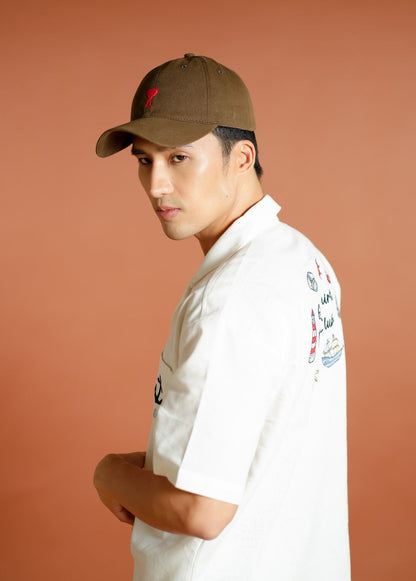 White Yacht Club Open-Collar Polo