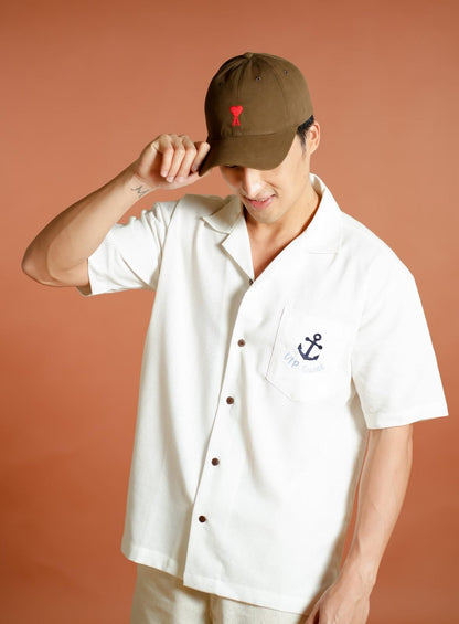 White Yacht Club Open-Collar Polo