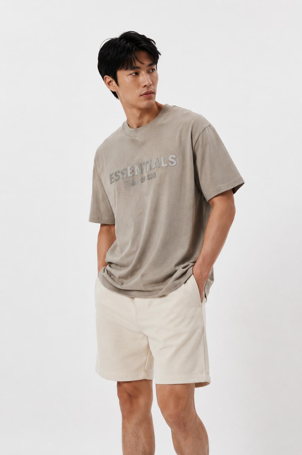 Beige Fear of God Essentials Inspired T-Shirt