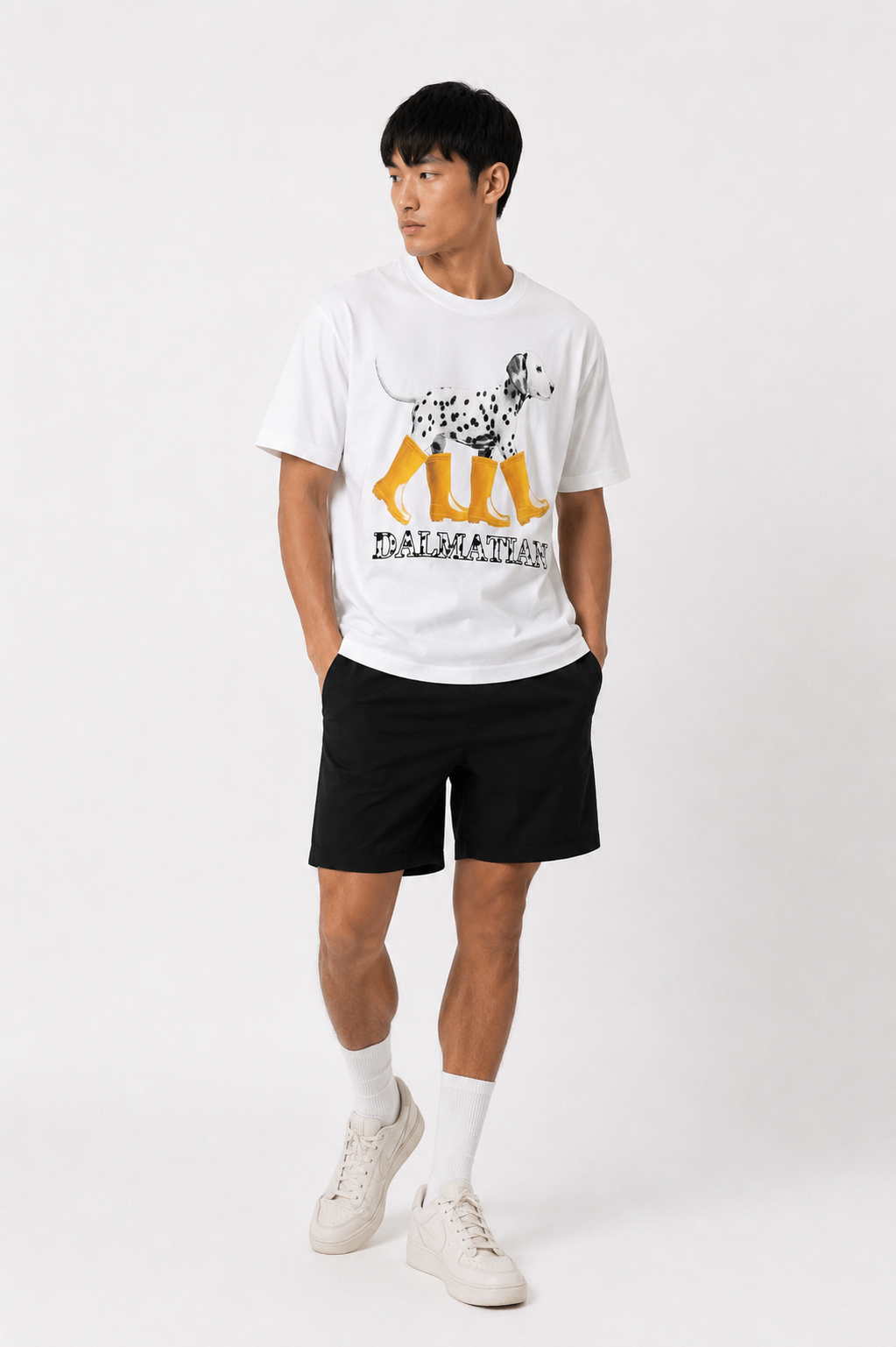 Dalmatian Graphic Tee – White