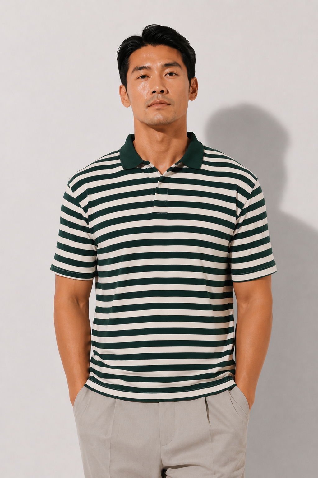 Green Striped Polo