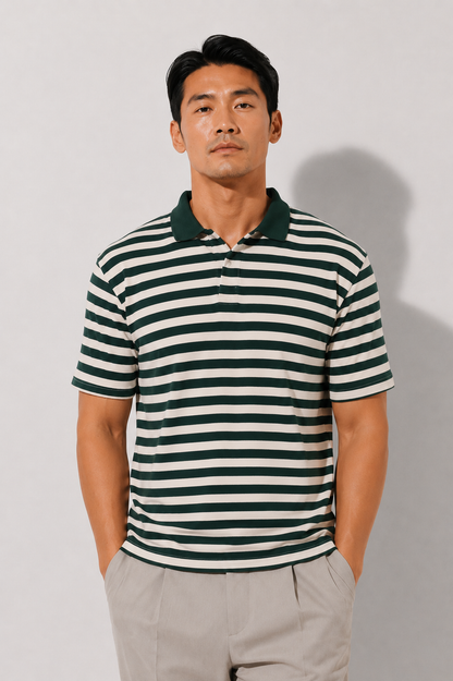 Green Striped Polo