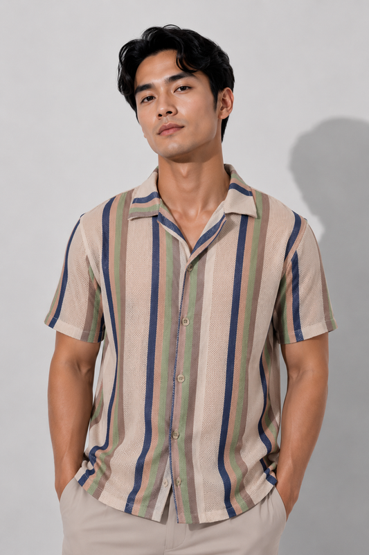 Coastal Stripe Camp Shirt