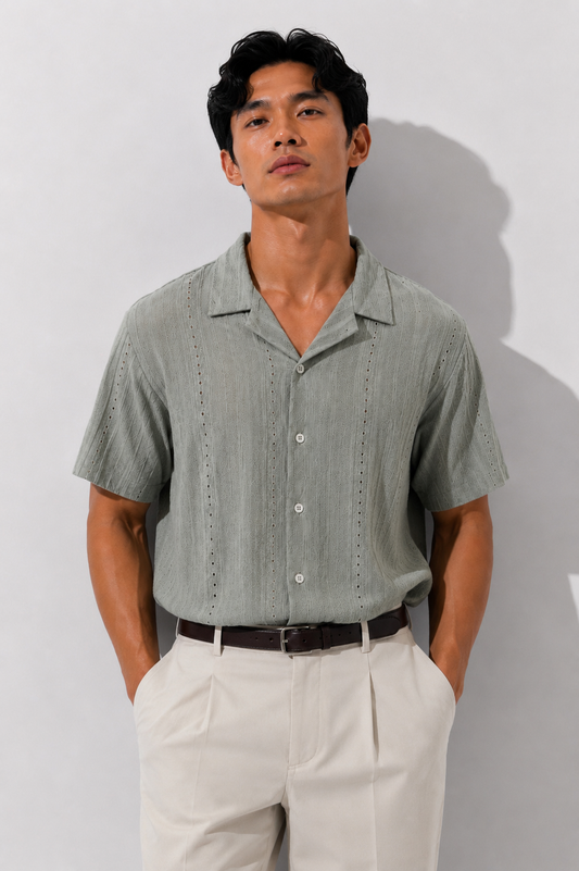 Sage Textured Camp Shirt