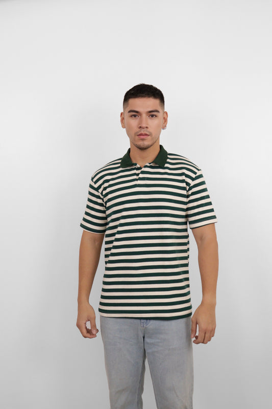 Green Striped Polo
